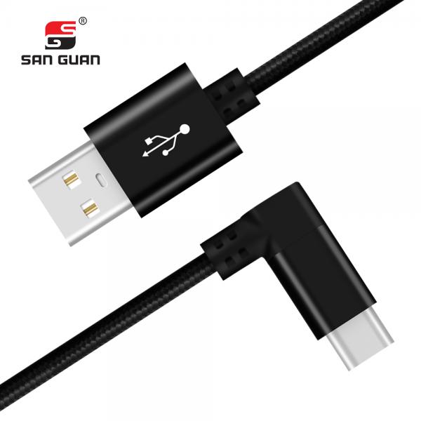 Picture of USB2.0 Type-C cable 90 degree bend Nylon（black）